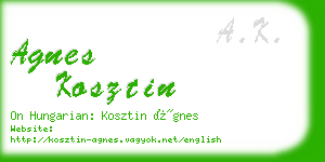 agnes kosztin business card